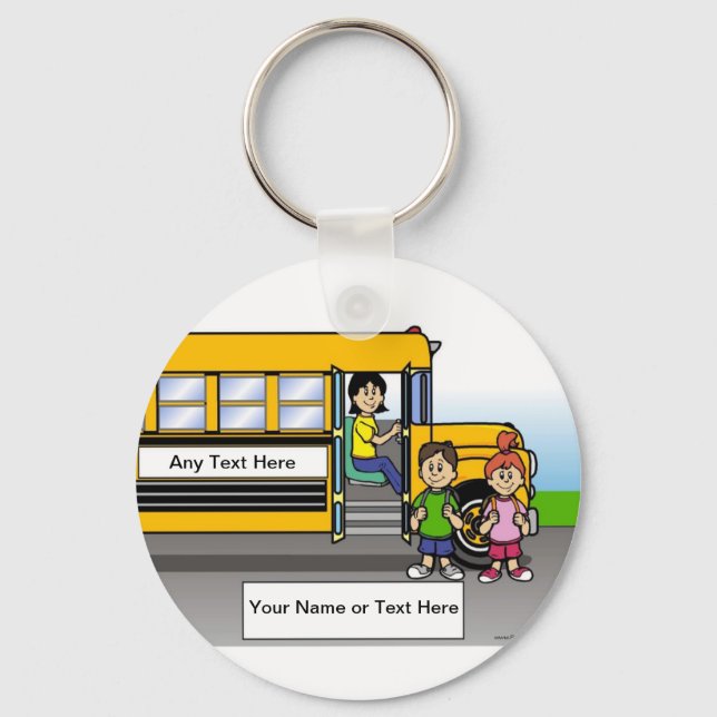 Personalized School Bus Driver - Female Cartoon  Keychain (Front)
