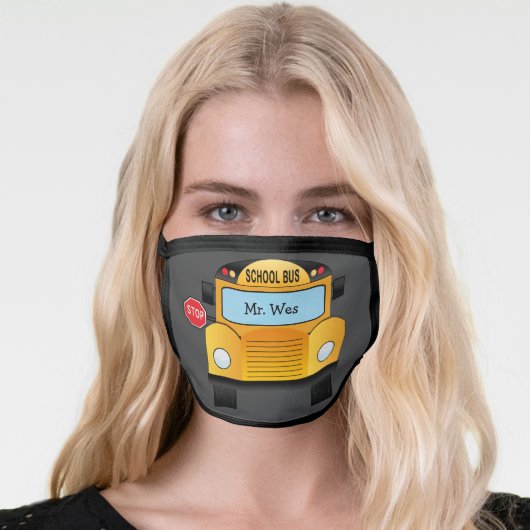 Personalized School Bus Face Mask (Worn Her)