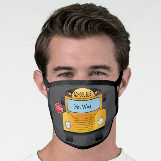 Personalized School Bus Face Mask (Worn Him)
