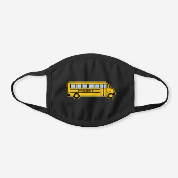 PERSONALIZED School Bus Graphic Black Cotton Face Mask