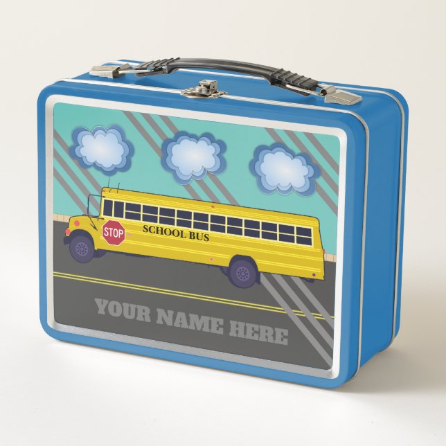 Personalized School Bus Metal Lunchbox (Front)