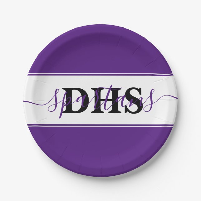 Personalized school colorblock  paper plates (Front)