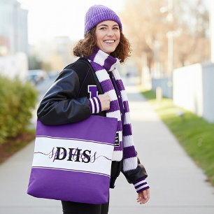 Personalized school colorblock tote bag