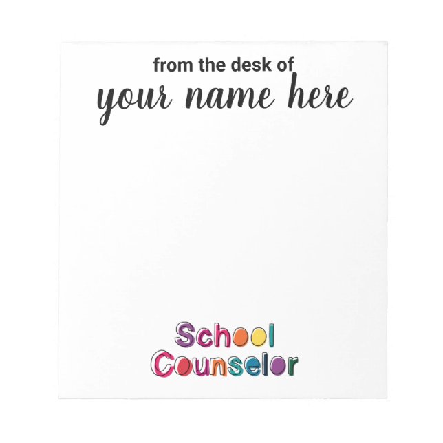 Personalized School Counselor Notepad (Front)