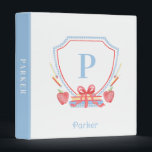 Personalized School Crest Gingham Monogram 3 Ring Binder<br><div class="desc">The school-themed crest gives this binder a fun, cheerful feeling teachers and students will love. Colors include red, light blue and yellow. You can personalize with a name and initial. The back has a blue gingham pattern. If you have any questions or need help customizing this binder, please reach out....</div>