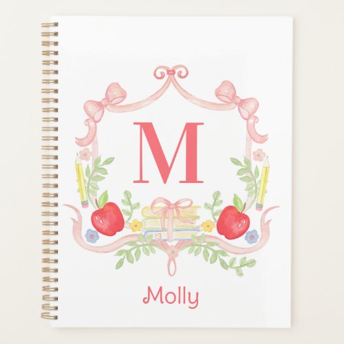 Personalized School Crest  Monogram Planner