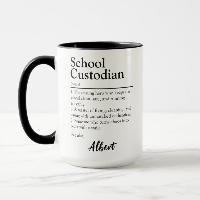 Personalized School Custodian Definition Mug (Left)