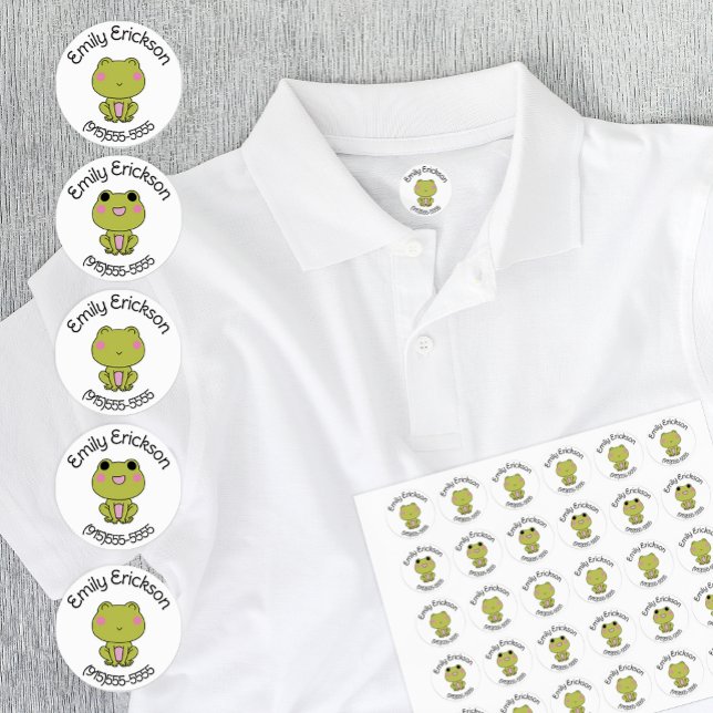 Personalized School Daycare Frog Kids' Labels (Cute frog clothing name labels for school clothes, daycare, gym clothes, and more!)