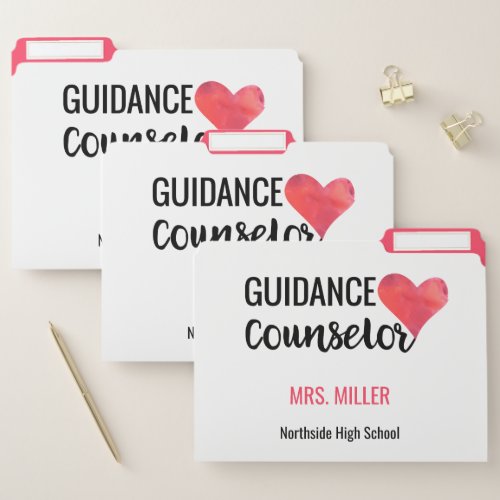 Personalized School Guidance Counselor Heart File Folder