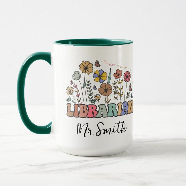 Personalized School Librarian Day | Custom Name  Mug (Left)
