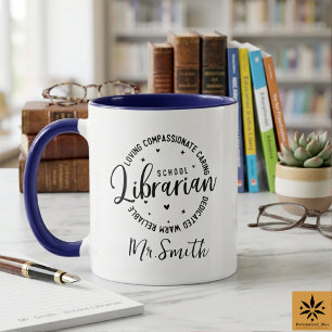 Personalized School Librarian Day Custom Name Mug