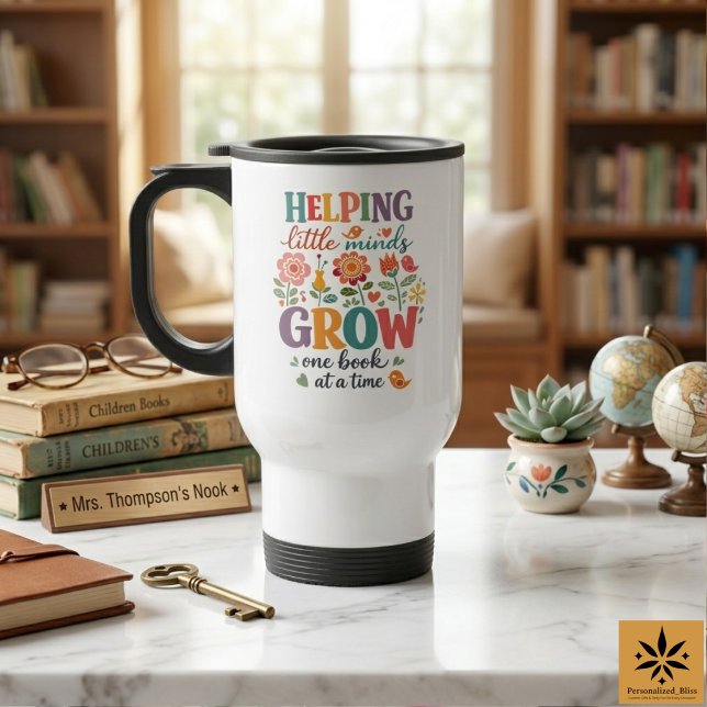 Personalized School Librarian | Happy School  Travel Mug ( Basketball First Year Down | 1st Birthday Party invitation)
