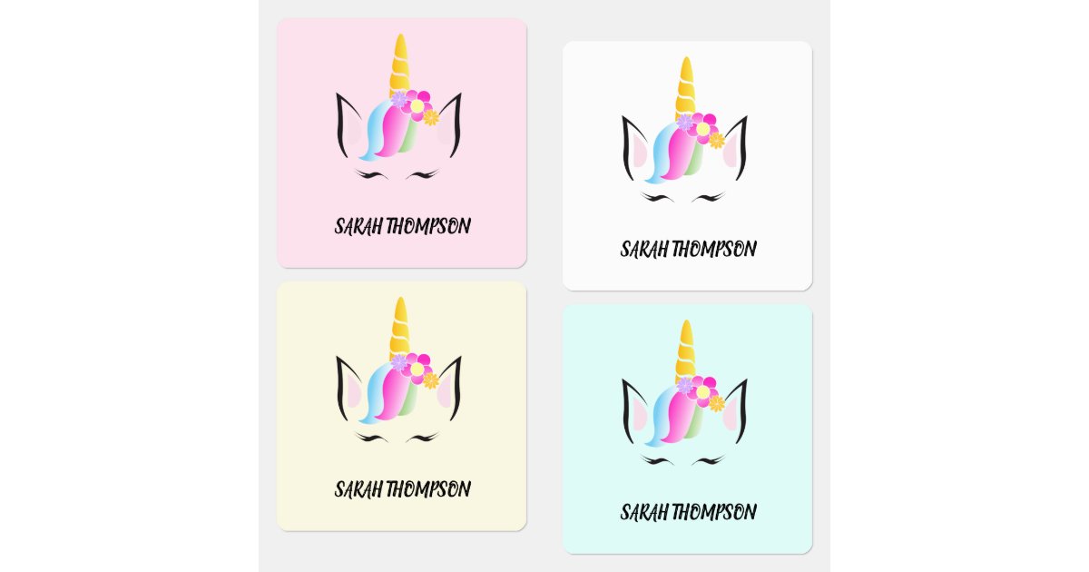 Personalized School Magical Unicorn Illustrations Labels | Zazzle.com