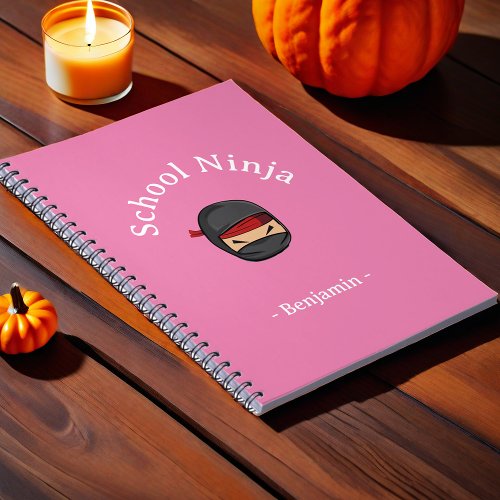 Personalized School Ninja kid notebook Pink Cover