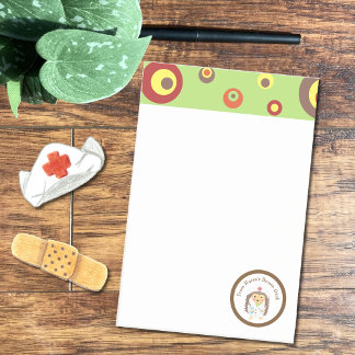 Personalized school nurse cartoon hedgehog notes