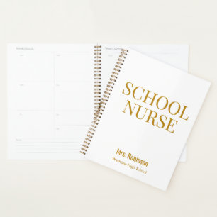Personalized School Nurse Gold Script Planner