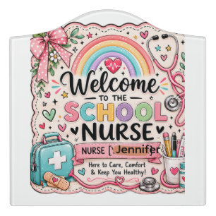 Personalized School Nurse Office Door Sign Color