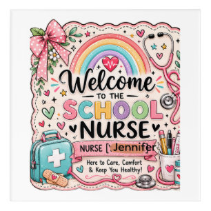 Personalized School Nurse Office Door Sign Color Acrylic Print