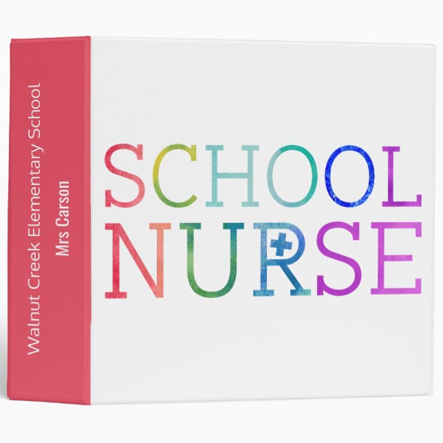 Personalized School Nurse Pretty Typography Notes Binder (Front/Spine)