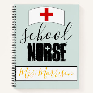 Personalized School Nurse Stethoscope Heart Notebook