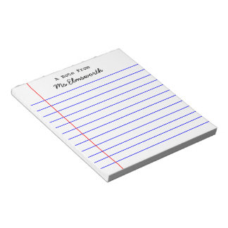 Personalized School Paper Note Pad