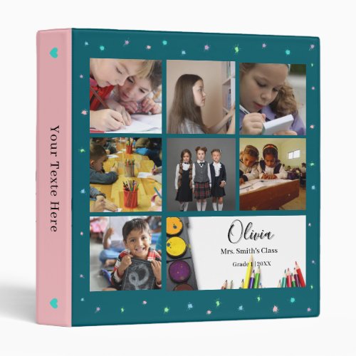 Personalized School Photo Collage Custom Name 3 Ring Binder
