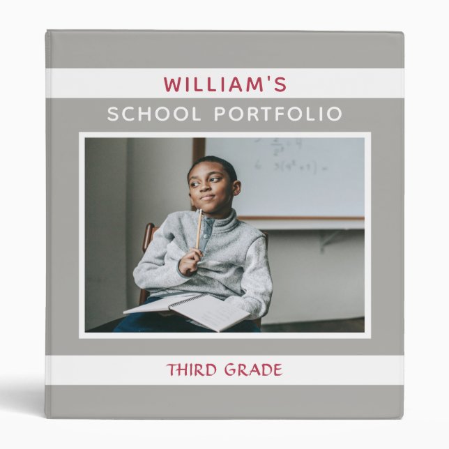 Personalized School Portfolio photo template 3 Ring Binder (Front)