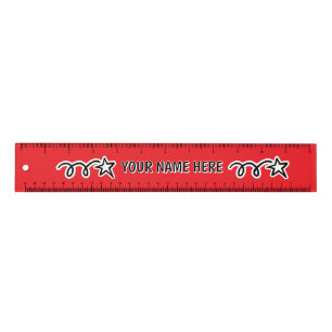 Personalized school ruler with cute star doodles