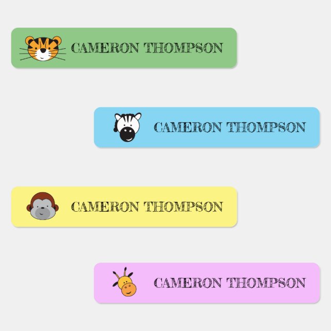 Personalized School Safari Animal Illustrations Labels (Group)