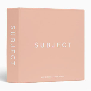 Personalized School Subject Boho Blush Pink 3 Ring Binder