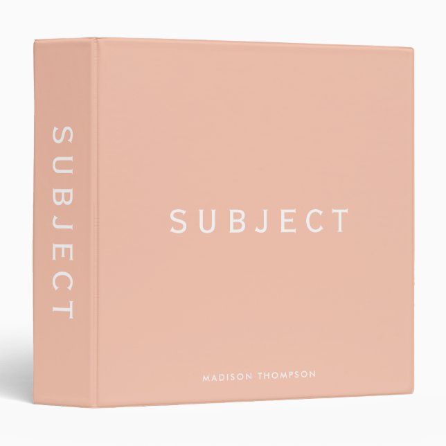  Personalized School Subject Boho Blush Pink 3 Ring Binder (Front/Spine)