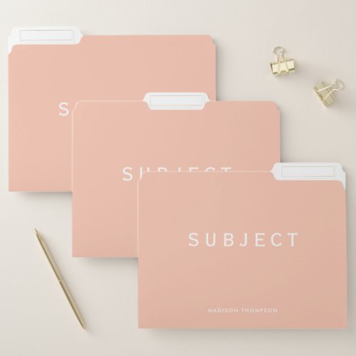  Personalized School Subject Boho Blush Pink File Folder