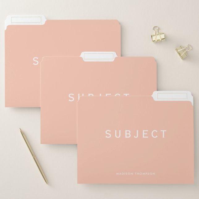  Personalized School Subject Boho Blush Pink File Folder (Set)
