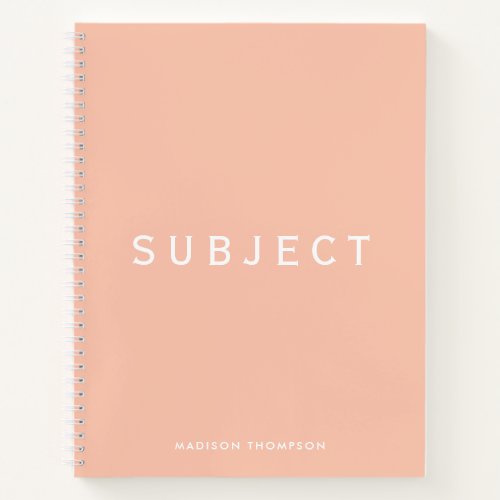  Personalized School Subject Boho Blush Pink Notebook