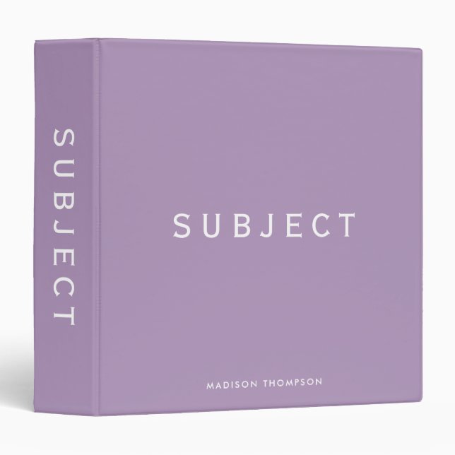  Personalized School Subject Boho Purple 3 Ring Binder (Front/Spine)