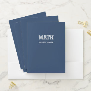 Personalized School Subject Math Navy Blue Pocket Folder