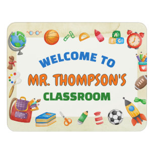 Personalized School Supplies Classroom Welcome Door Sign