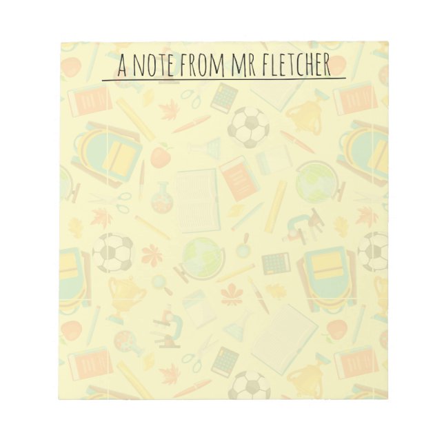 Personalized School Supply Pattern Notepad (Front)