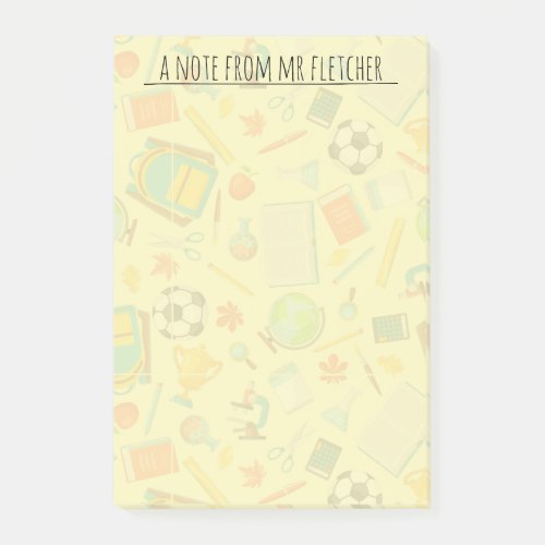 Personalized School Supply Pattern Post_it Notes