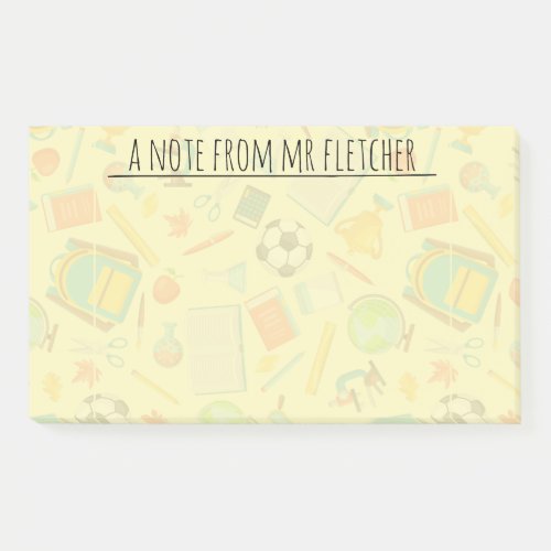 Personalized School Supply Pattern Post_it Notes