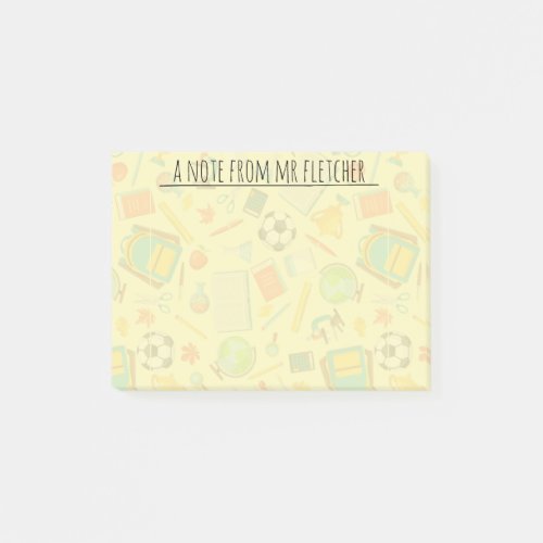 Personalized School Supply Pattern Post_it Notes