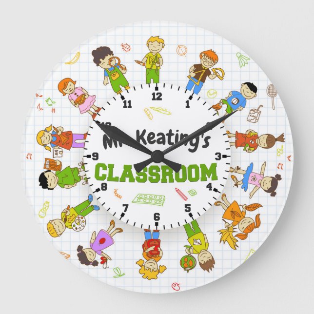 Personalized School Teacher Classroom Grade Custom Large Clock (Front)