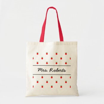Personalized School Teacher Tote Bag | Red Apples by logotees at Zazzle
