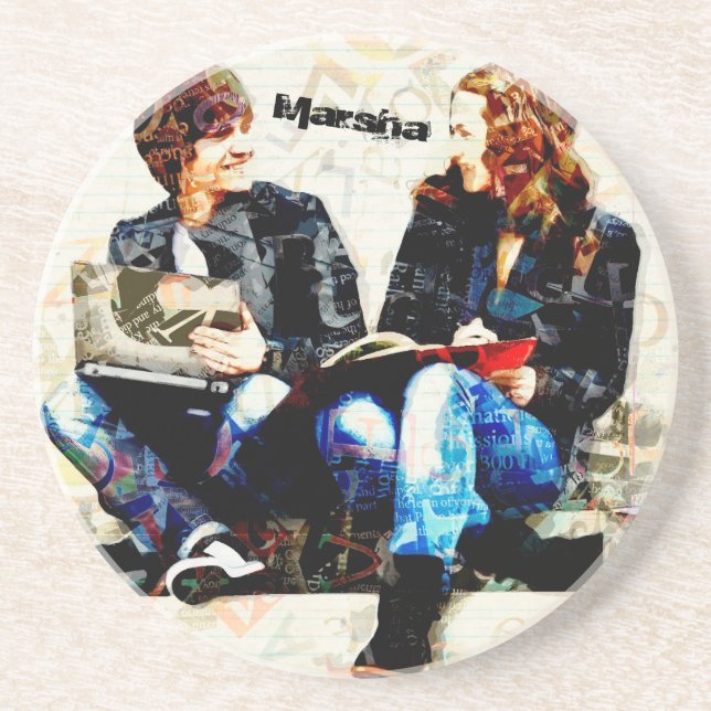 Personalized School Themed Teens Collage Coaster (Front)