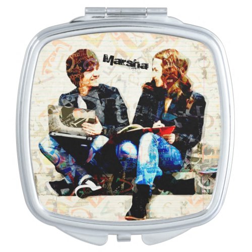 Personalized School Themed Teens Collage Compact Mirror