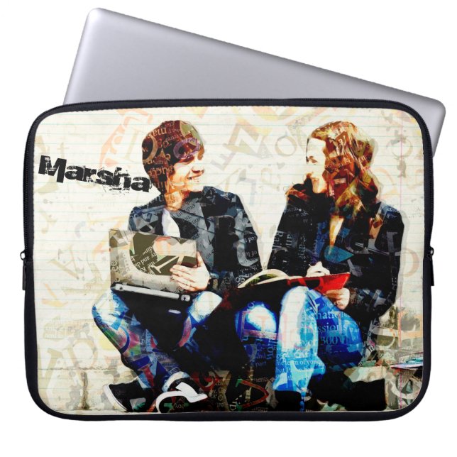 Personalized School Themed Teens Collage Laptop Sleeve (Front)