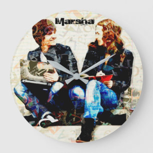 Personalized School Themed Teens Collage Large Clock