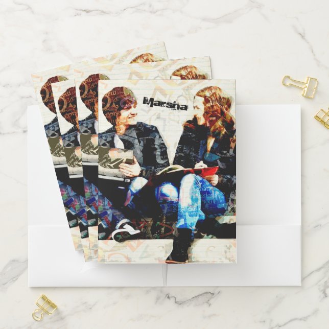Personalized School Themed Teens Collage Pocket Folder (In Situ)