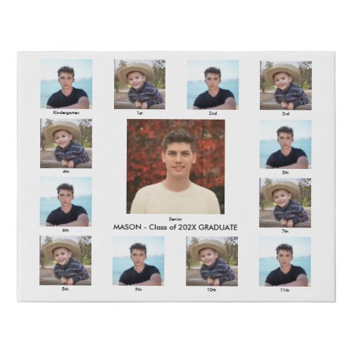Personalized School Years 13 Picture Frame Collage Faux Canvas Print