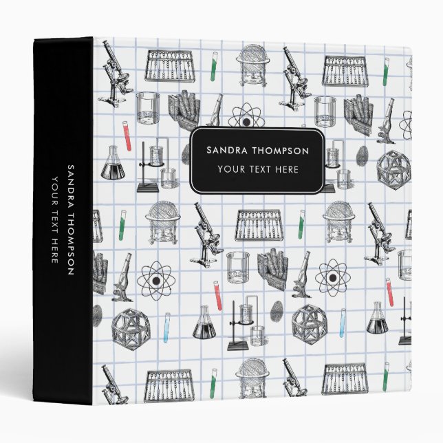 Personalized Science Chemistry Scientist Pattern 3 Ring Binder (Front/Spine)